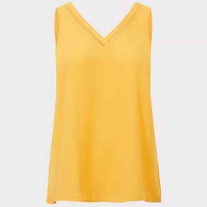 🍒 TORRID Georgette Eyelet Trim Tank Top Yellow PLUS Sz 1 / 1X